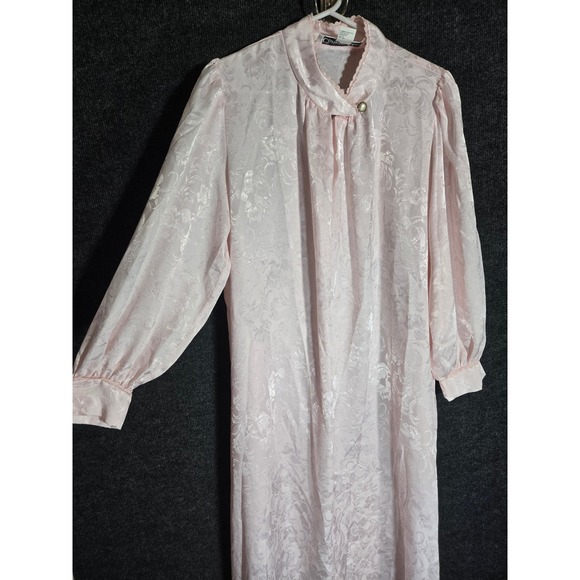 Christian Dior Other - Christian Dior Vintage Pink Floral Jacquard Satin Nightgown Long Sleeve Small